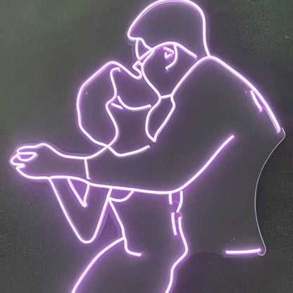 Romantic Wedding Couple Holding Hands And Kissing Neon Sign | Shineneon