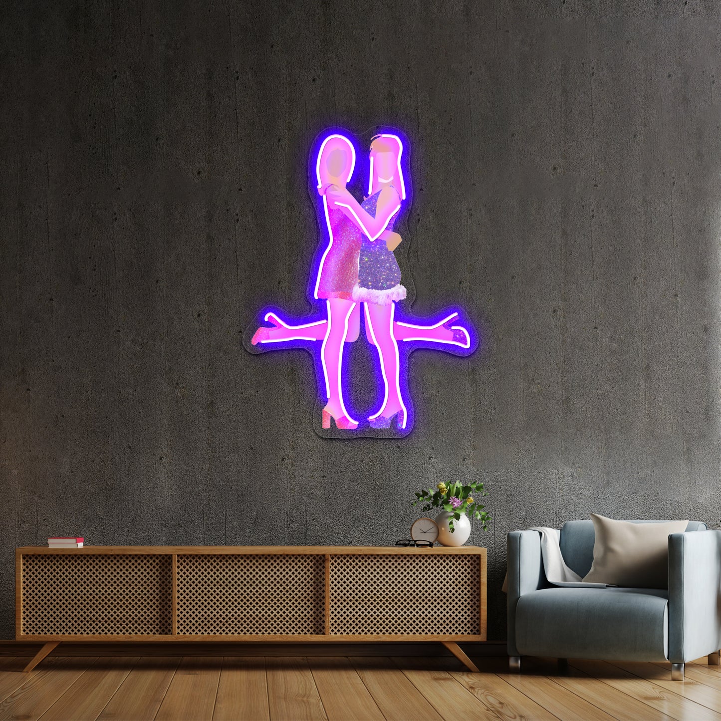 Romy And Michelle Glitter Artwork Led Neon Signs