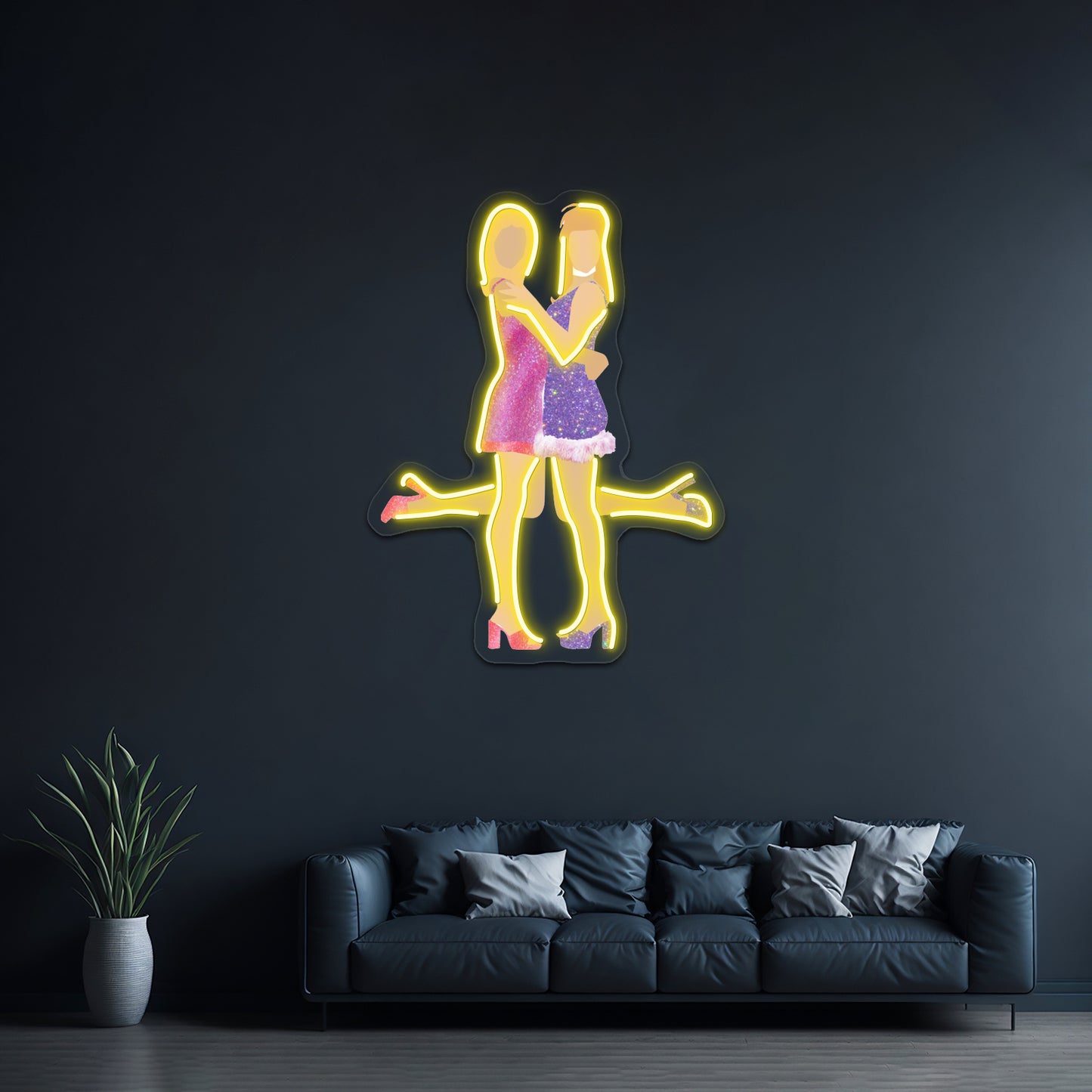 Romy And Michelle Glitter Artwork Led Neon Signs