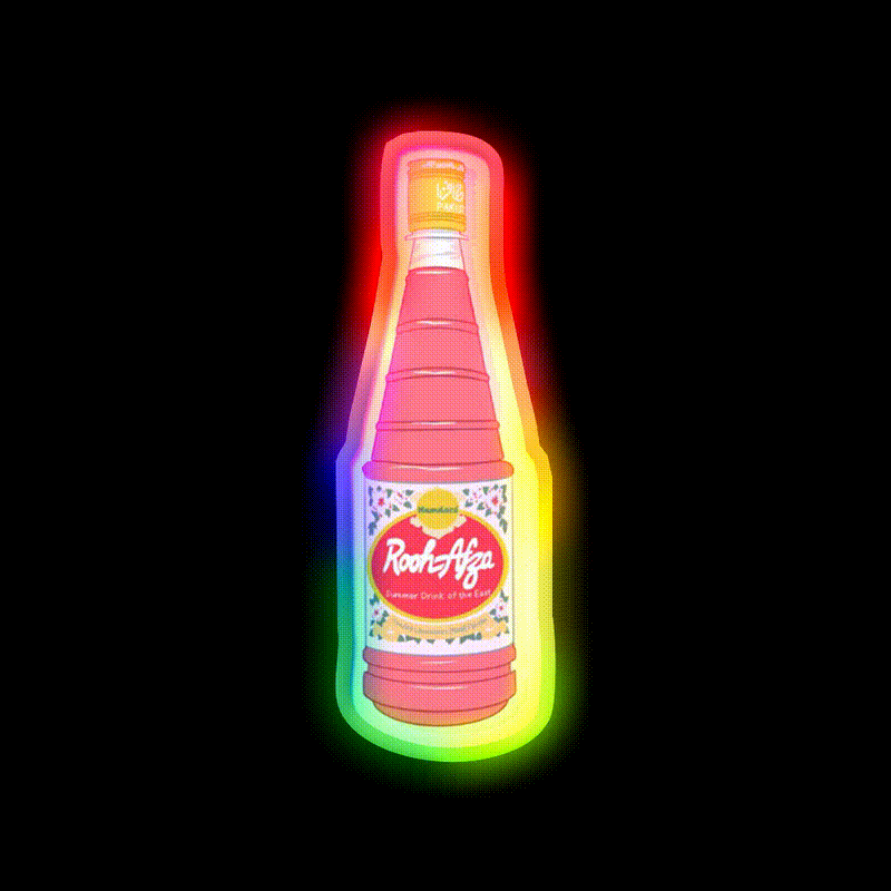 Rooh Afza Bottle Snack Food Led Neon Sign Rgb Color - LED neon sign close-up detail