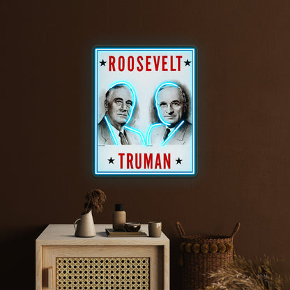 Roosevelt And Truman Vintage Election Advertisement Print Wall Artwork Neon Signs | Shineneon