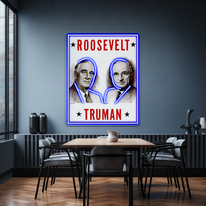 Roosevelt And Truman Vintage Election Advertisement Print Wall Artwork Neon Signs | Shineneon