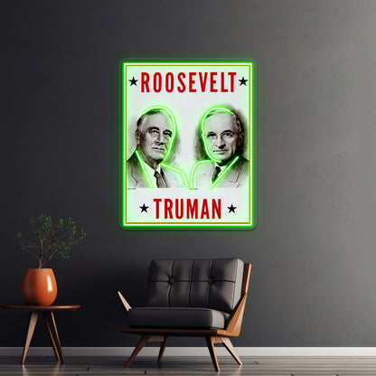 Roosevelt And Truman Vintage Election Advertisement Print Wall Artwork Neon Signs | Shineneon