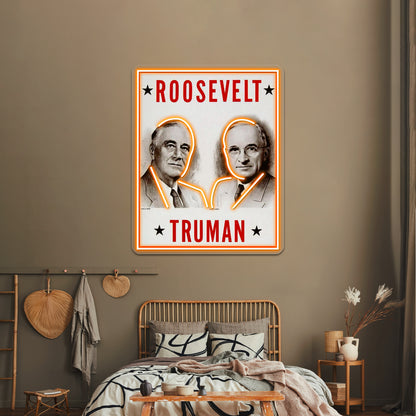 Roosevelt And Truman Vintage Election Advertisement Print Wall Artwork Neon Signs | Shineneon