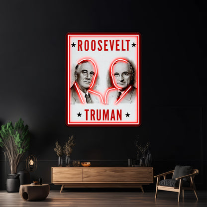 Roosevelt And Truman Vintage Election Advertisement Print Wall Artwork Neon Signs | Shineneon