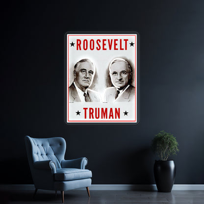 Roosevelt And Truman Vintage Election Advertisement Print Wall Artwork Neon Signs | Shineneon