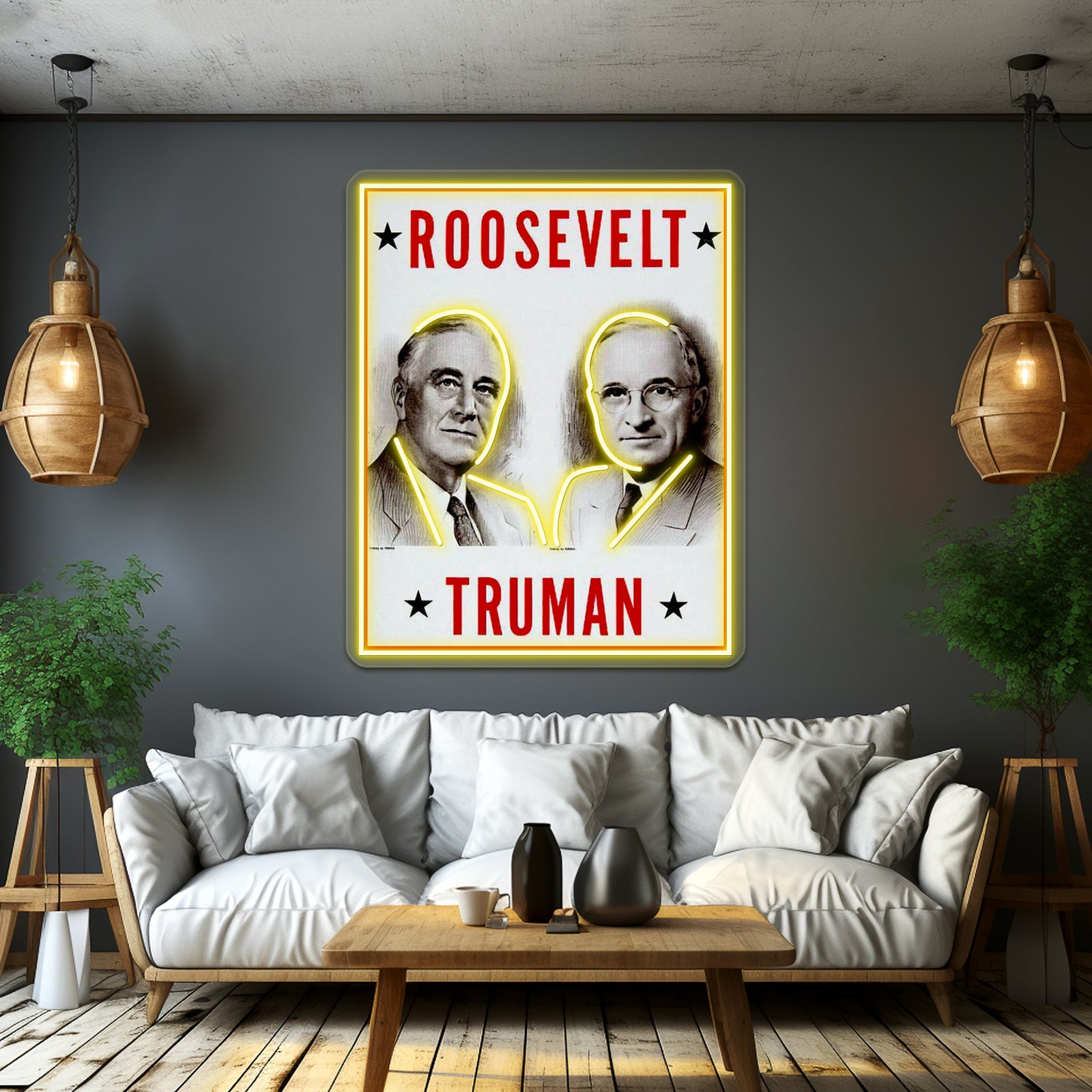 Roosevelt And Truman Vintage Election Advertisement Print Wall Artwork Neon Signs | Shineneon