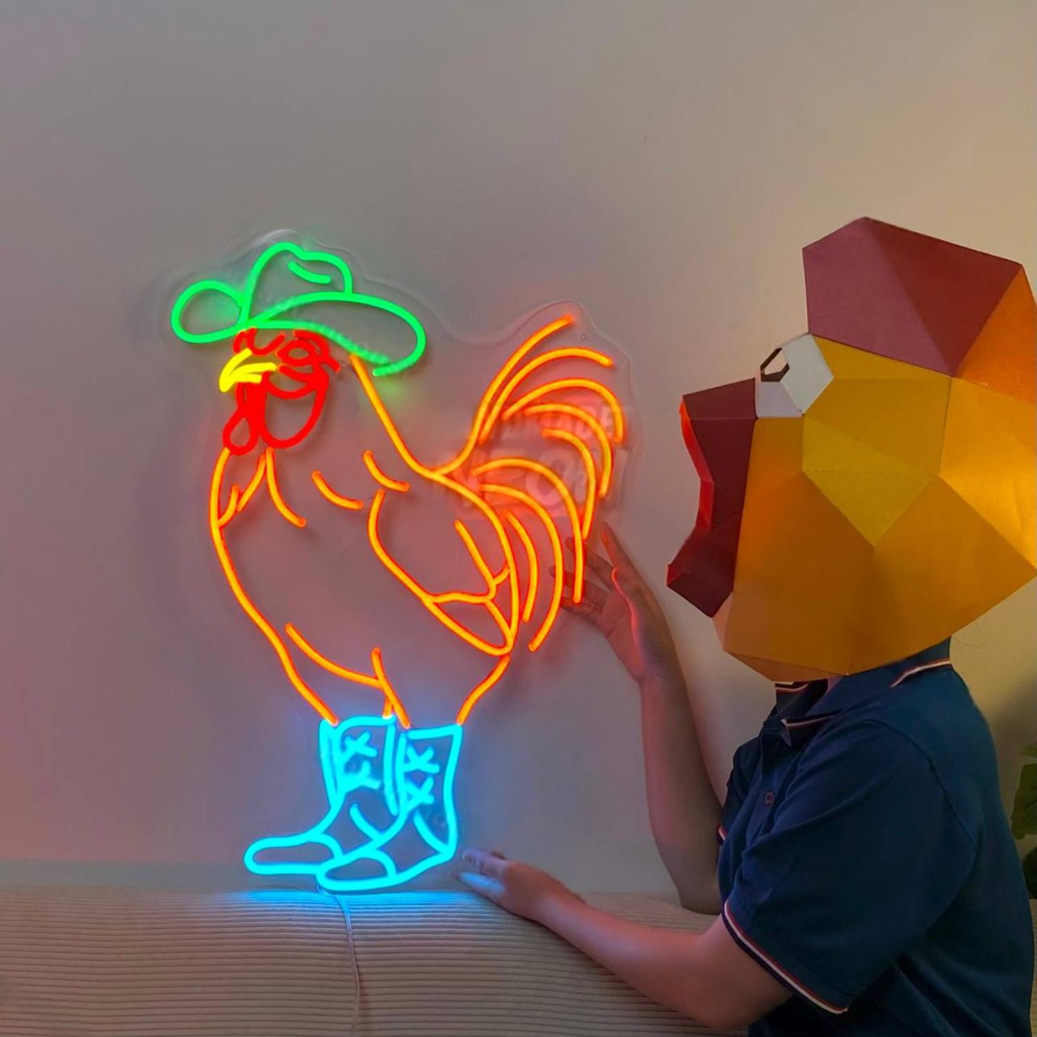 Rooster Cowboy Led Neon Sign Vintage Led Neon Sign | Shineneon