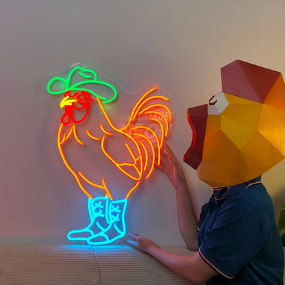 Rooster Cowboy Led Neon Sign Vintage Led Neon Sign | Shineneon