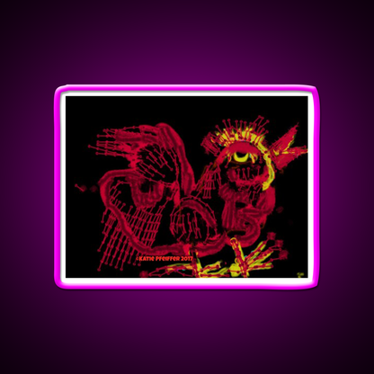 Rooster Drawing Asian Cultural Led Neon Sign Rgb Color - Neon sign mounted on wall in room