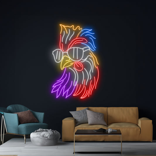 Rooster Glasses Neon Light