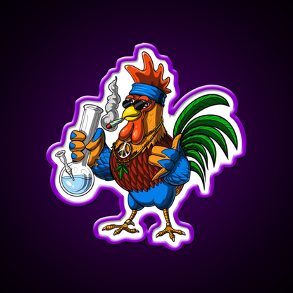 Rooster Hippie Stoner Hemp Inspired Green Leaf Led Neon Sign Rgb Color - LED neon sign view 9