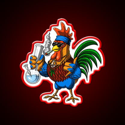 Rooster Hippie Stoner Hemp Inspired Green Leaf Led Neon Sign Rgb Color - LED neon sign view 10