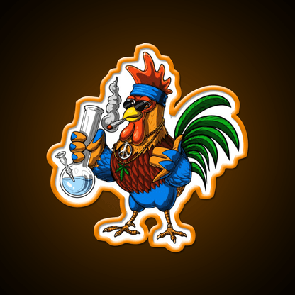 Rooster Hippie Stoner Hemp Inspired Green Leaf Led Neon Sign Rgb Color - Shineneon