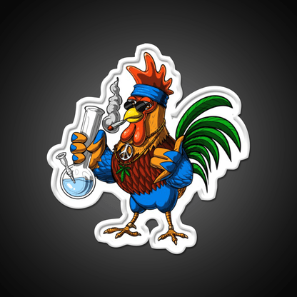 Rooster Hippie Stoner Hemp Inspired Green Leaf Led Neon Sign Rgb Color - Shineneon