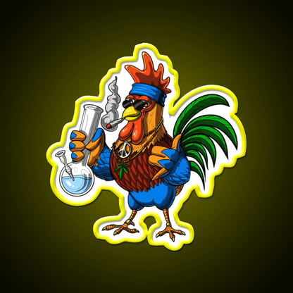 Rooster Hippie Stoner Hemp Inspired Green Leaf Led Neon Sign Rgb Color - Shineneon