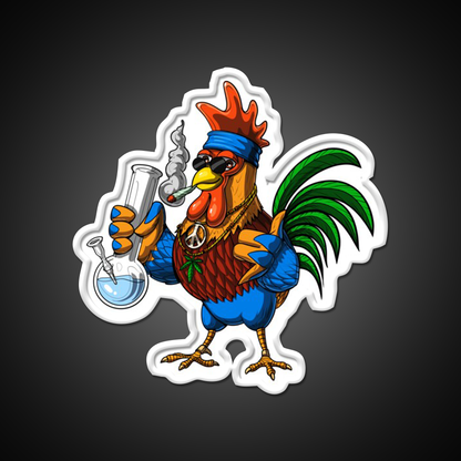 Rooster Hippie Stoner Hemp Inspired Green Leaf Led Neon Sign Rgb Color - LED neon sign view 11