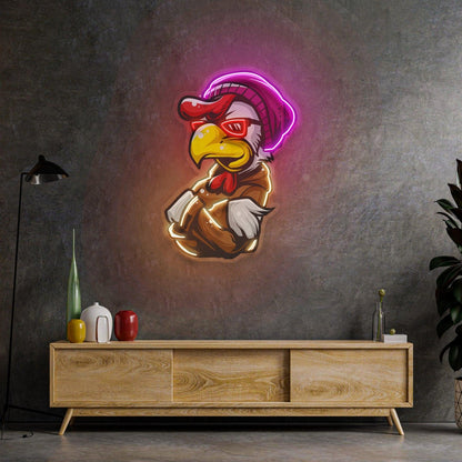 Rooster Hoodie Purple Red Yellow Cartoon Uv Printed Led Neon Sign For Indoor Decor | Shineneon