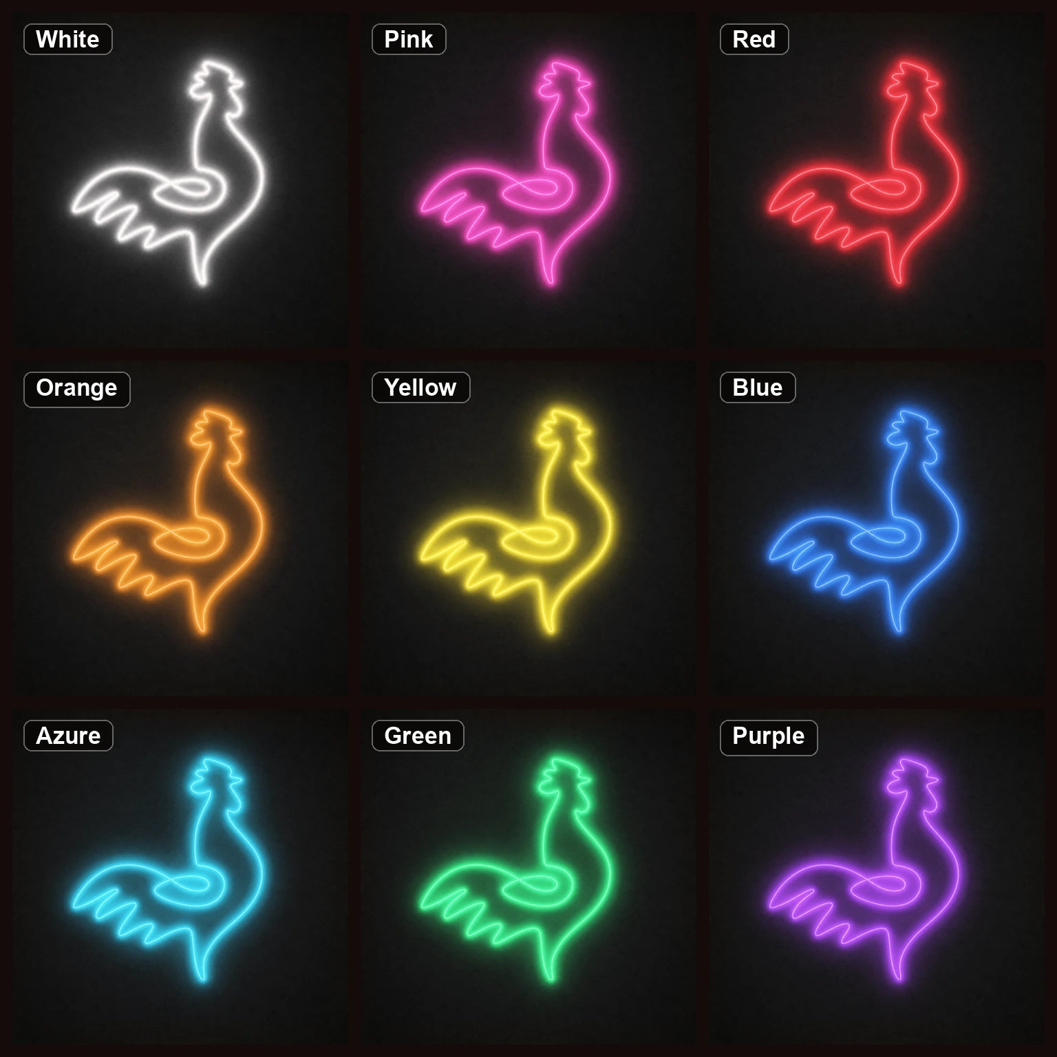 Rooster LED Neon Sign Garage Man Cave Neon Sign color grid