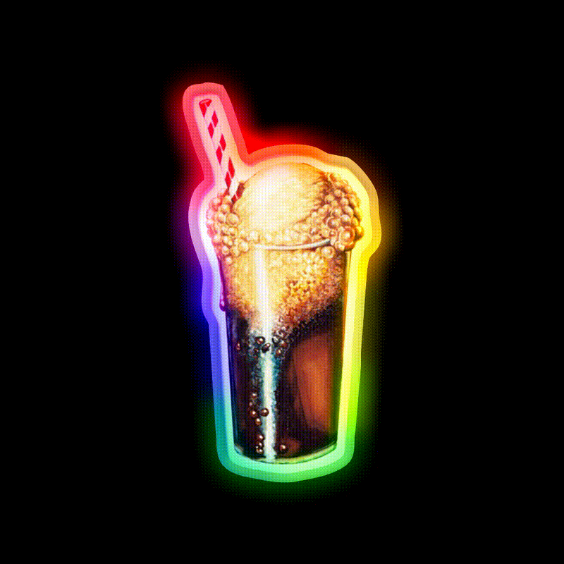 Root Beer Float Pattern Beer Bar Decor Led Neon Sign Rgb Color - LED neon sign close-up detail