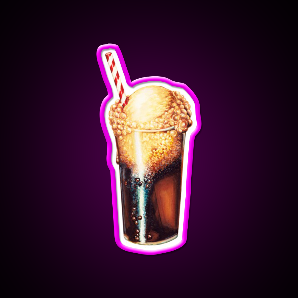 Root Beer Float Pattern Beer Bar Decor Led Neon Sign Rgb Color - Neon sign mounted on wall in room