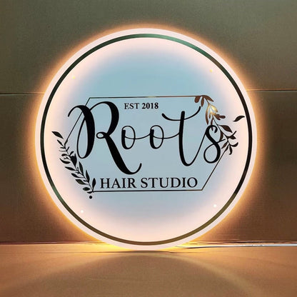 Roots Hair Studio Acrylic Business Logo Sign - Shineneon
