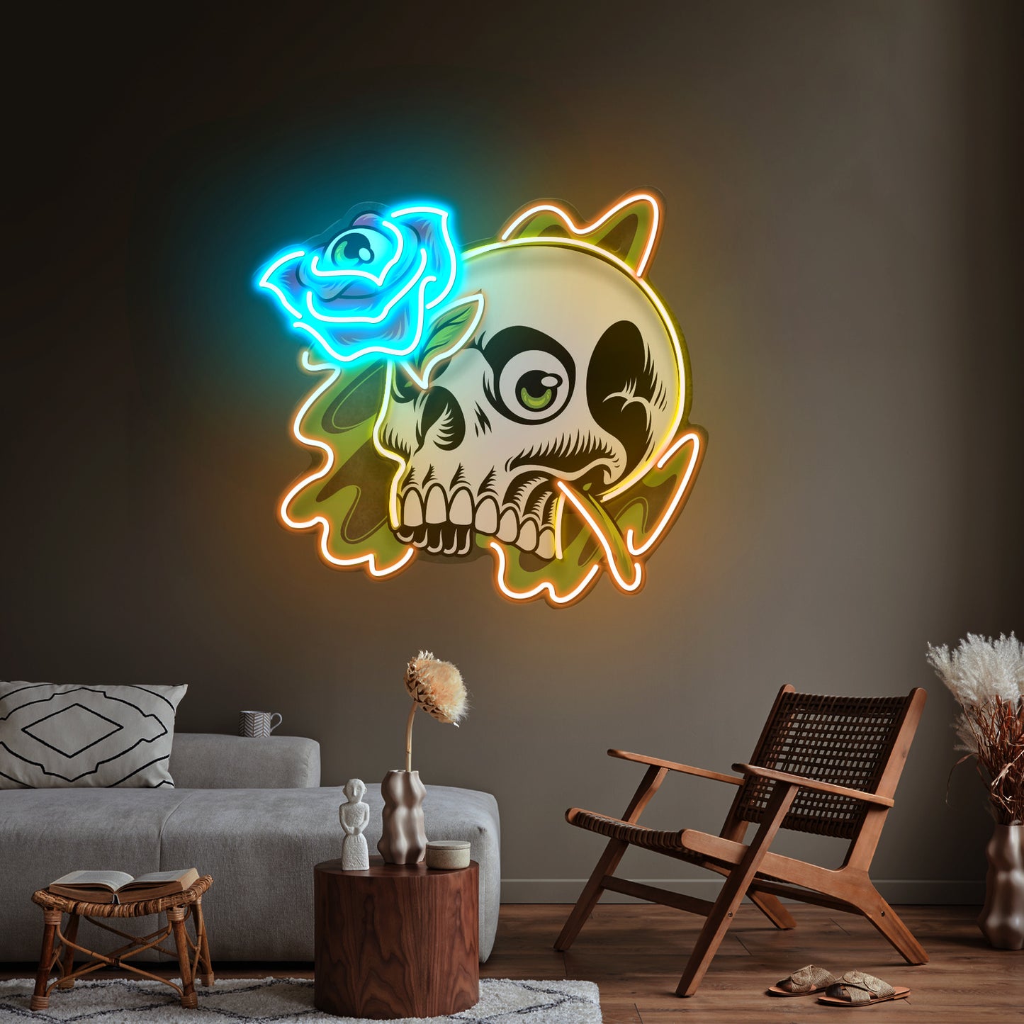 Rose And Skull Led Neon Sign Light Custom Led Signs