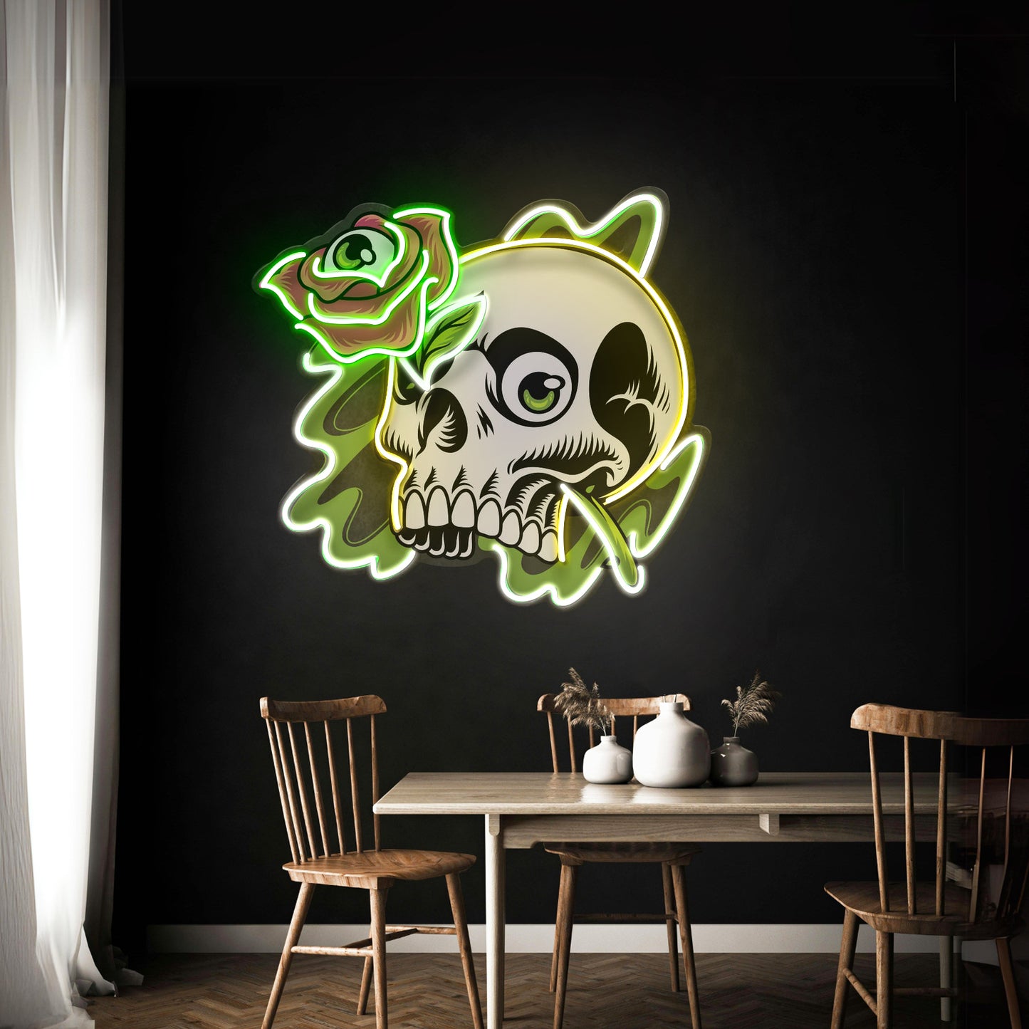 Rose And Skull Led Neon Sign Light Custom Led Signs