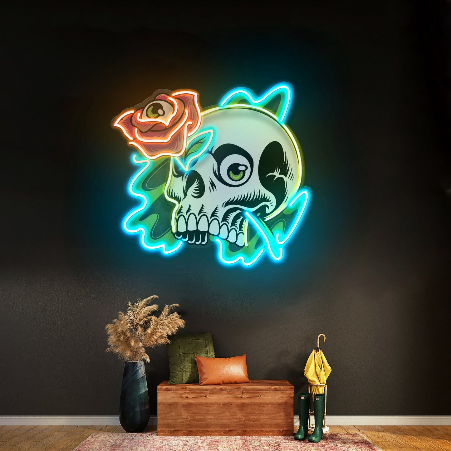 Rose And Skull Led Neon Sign Light Custom Led Signs