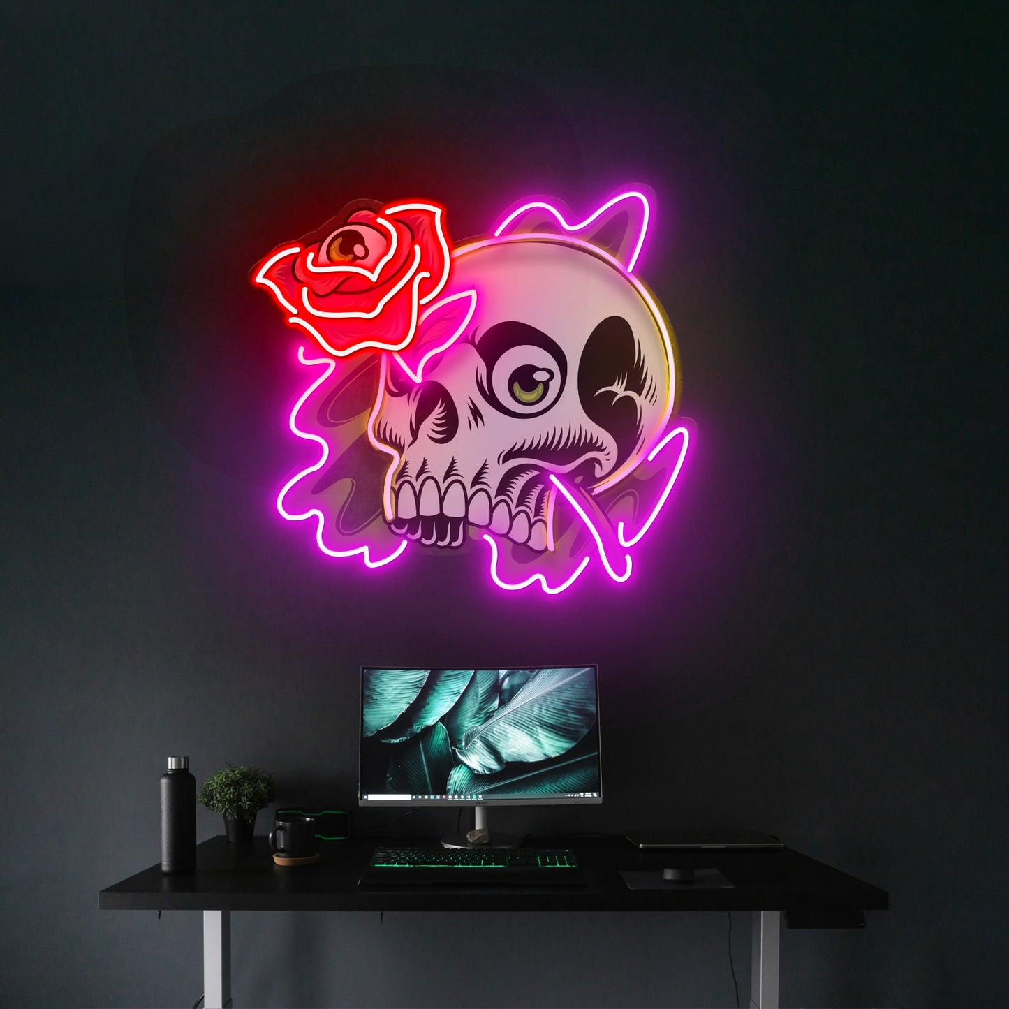 Rose And Skull Led Neon Sign Light Custom Led Signs