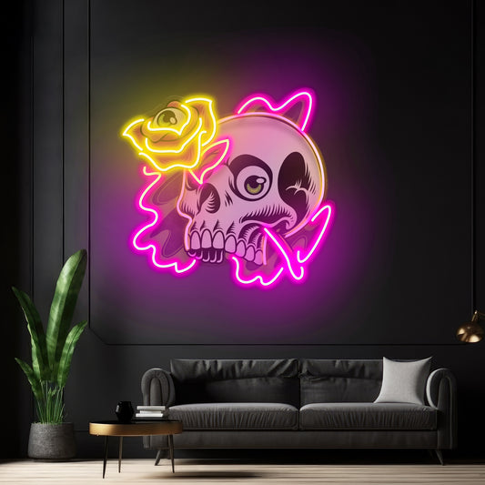 Rose And Skull Led Neon Sign Light Custom Led Signs