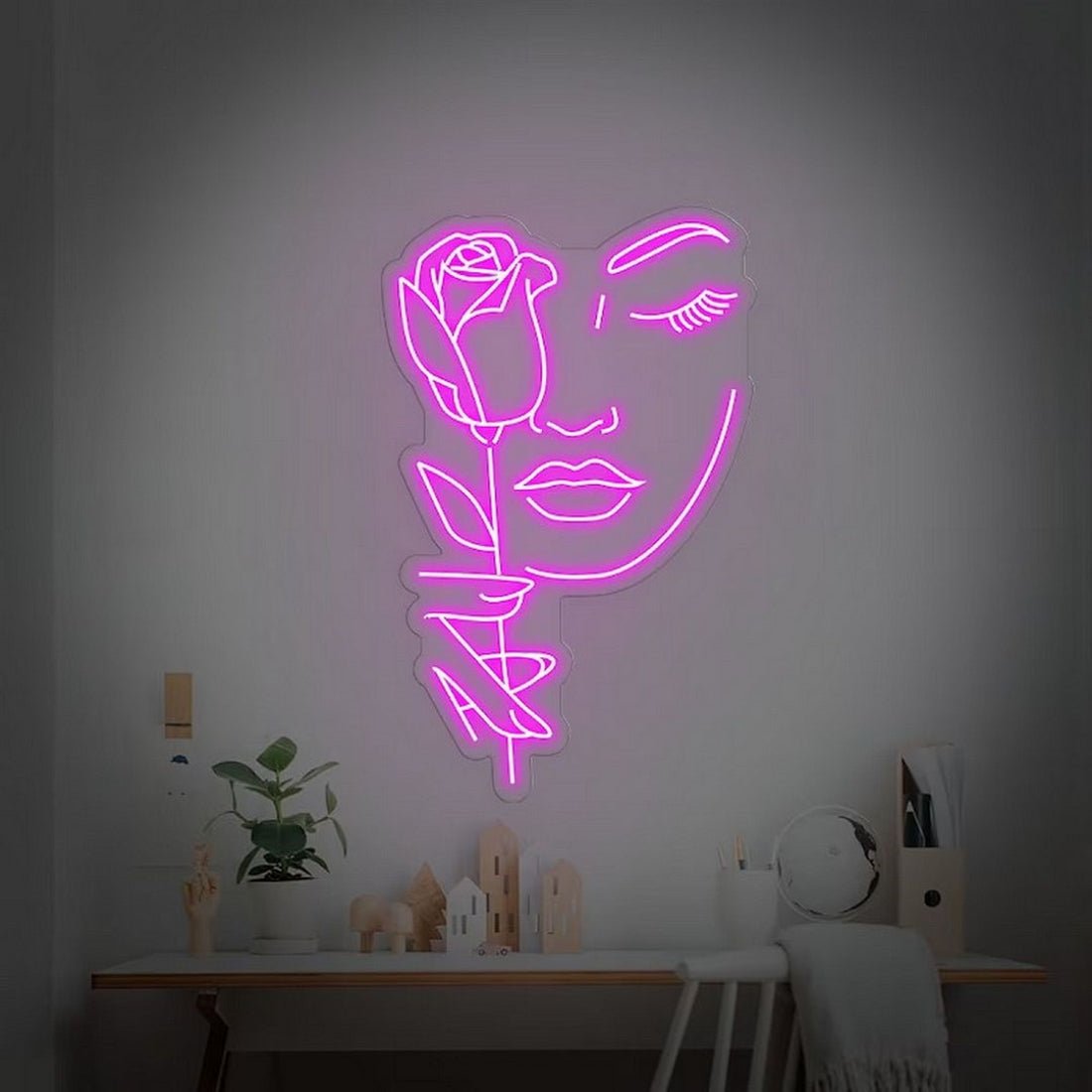 Rose And Woman Led Sign Business Neon Sign - Shineneon