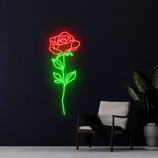 Rose Flower Led Sign Floral Led Light, Flower Room Wall Decor