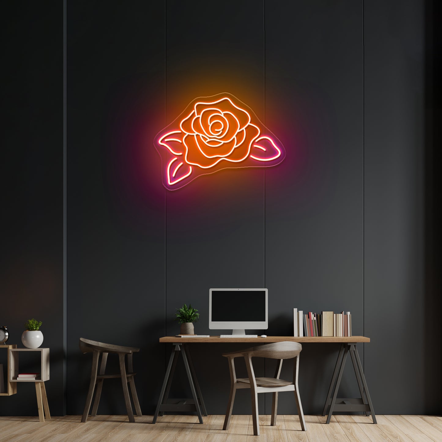 Rose flower neon sign Aesthetic rose neon sign