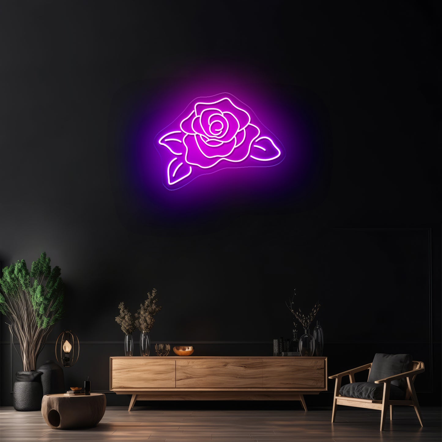 Rose flower neon sign Aesthetic rose neon sign