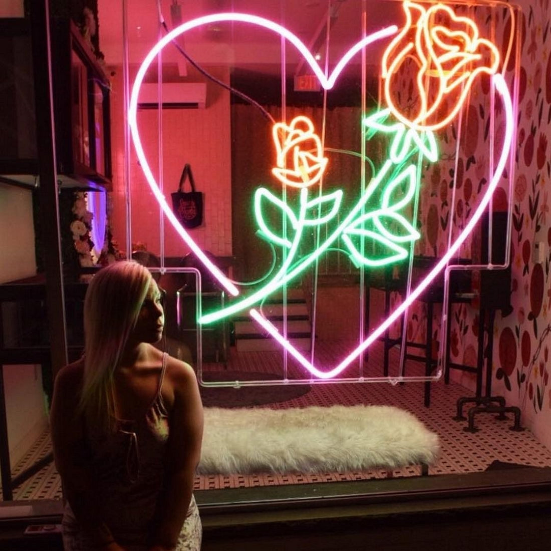 Rose Love Heart Led Sign Business Neon Sign