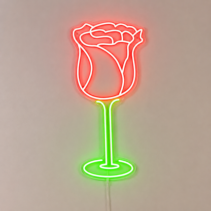Rose Wine Glass LED Neon Sign Flower Decor For Wine Bar Pub Or Home Wall main product image