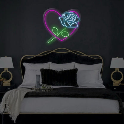 Rose X Heart Neon Sign | Shineneon