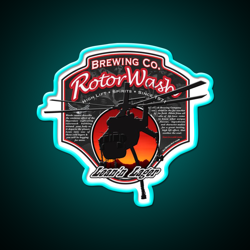 Rotorwash Brewing Co Leann Lager Skycrane Beer Bar Decor Led Neon Sign Rgb Color - Size and dimension reference