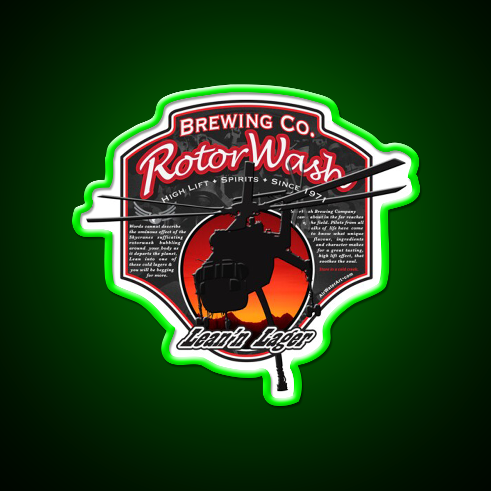 Rotorwash Brewing Co Leann Lager Skycrane Beer Bar Decor Led Neon Sign Rgb Color - LED neon sign view 8