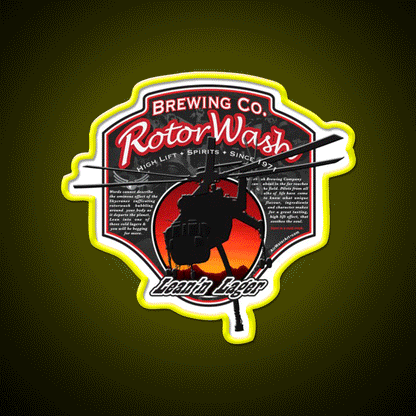 Rotorwash Brewing Co Leann Lager Skycrane Beer Bar Decor Led Neon Sign Rgb Color - Custom LED neon sign front view
