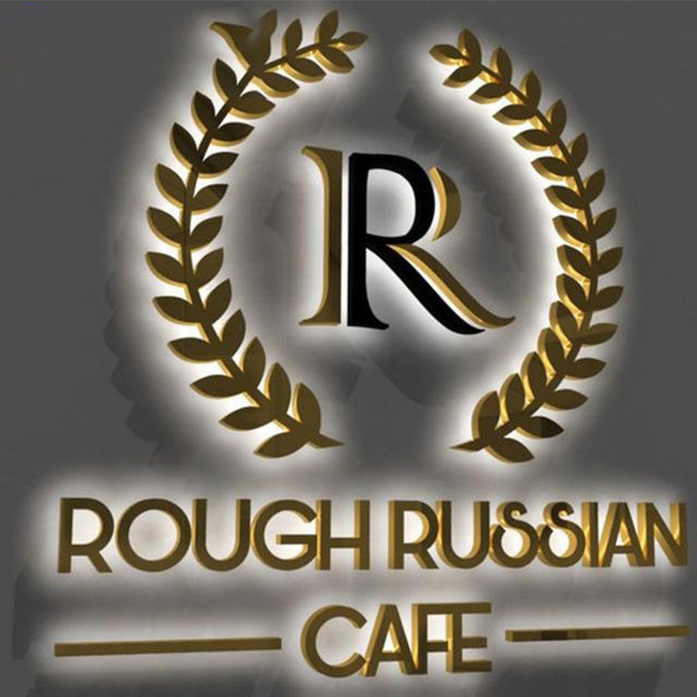 Rough Russian Cafe 3D Backlit Letters Business Metal Led Sign