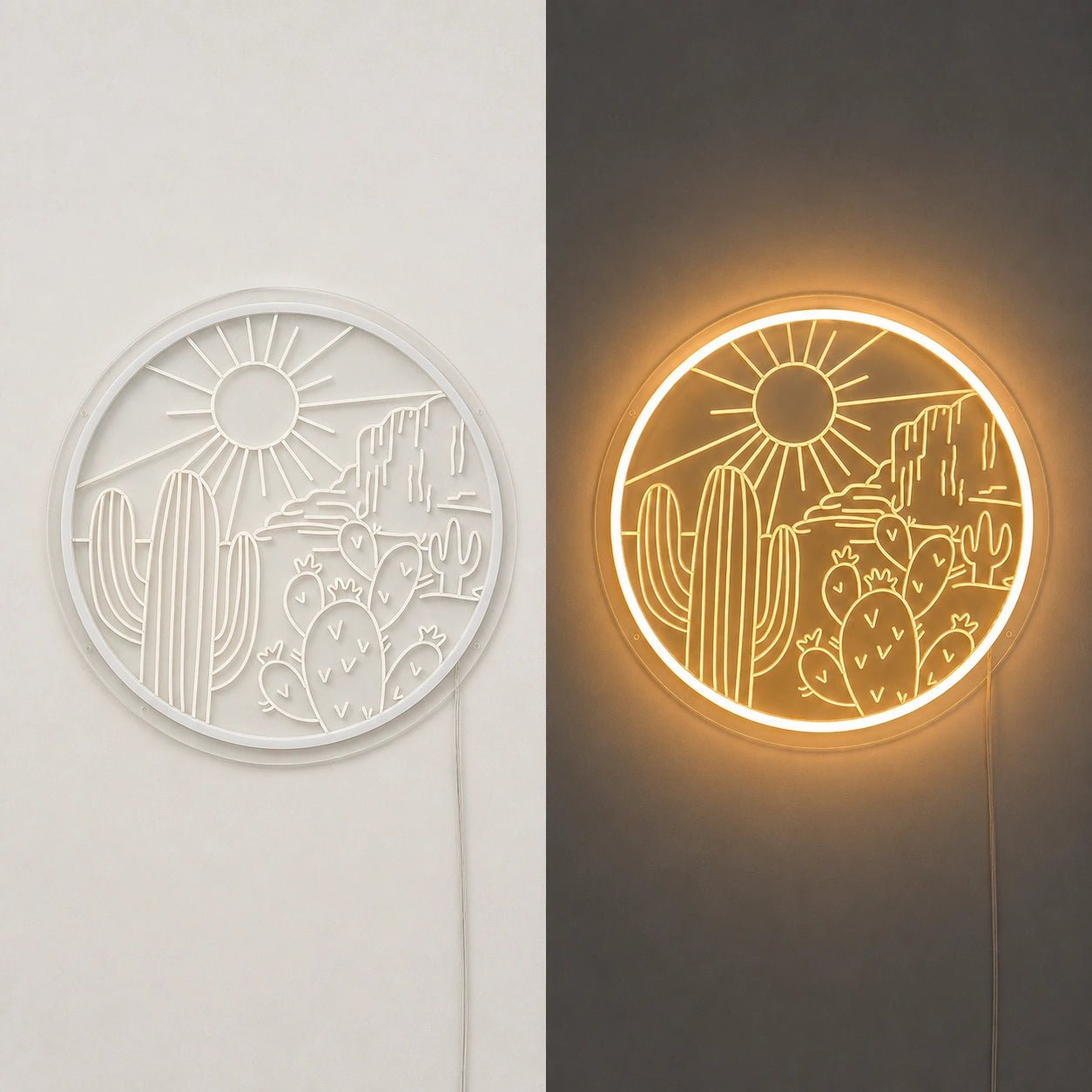 Round Cactus Sun Desert Vintage LED Neon Sign - Shineneon