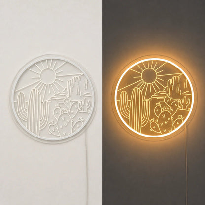 Round Cactus Sun Desert Vintage LED Neon Sign - Shineneon