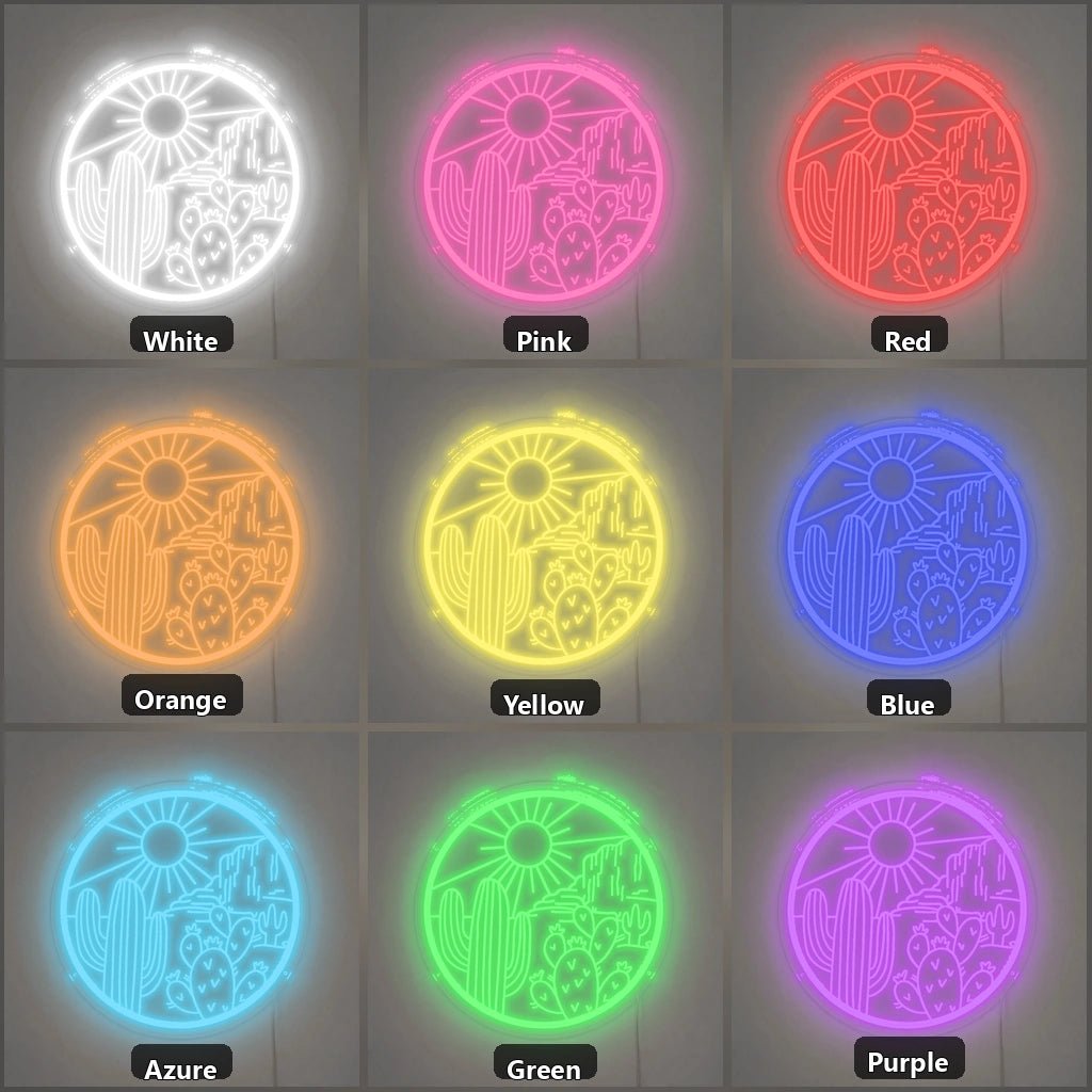 Round Cactus Sun Desert Vintage LED Neon Sign - Shineneon