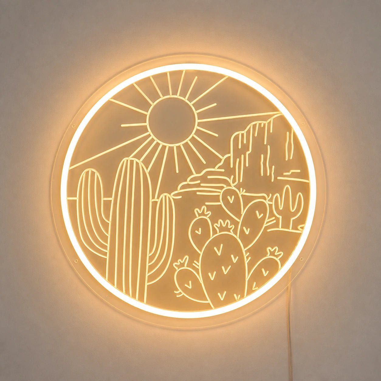 Round Cactus Sun Desert Vintage LED Neon Sign - Shineneon