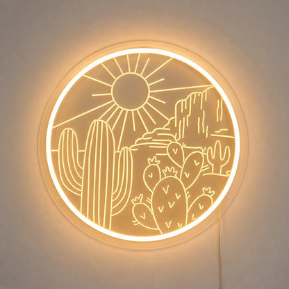 Round Cactus Sun Desert Vintage LED Neon Sign - Shineneon