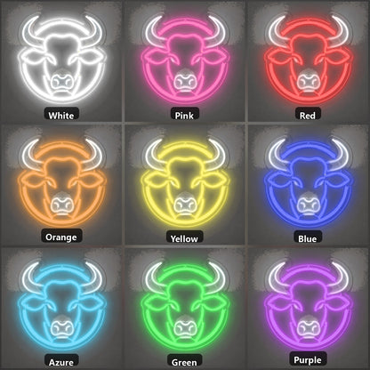 Round Frame Bull Head Vintage LED Neon Sign color grid