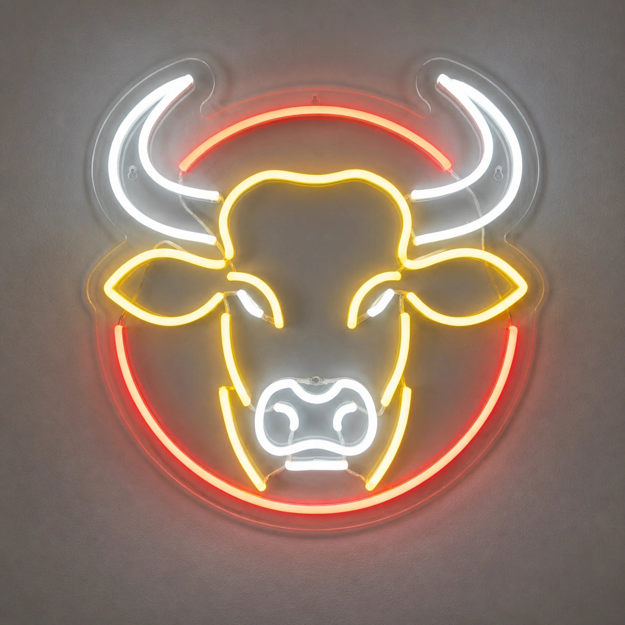Round Frame Bull Head Vintage LED Neon Sign main product image