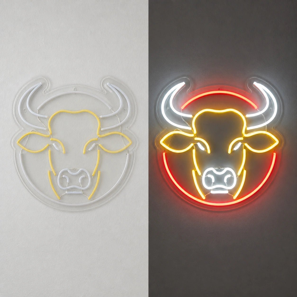 Round Frame Bull Head Vintage LED Neon Sign - Shineneon